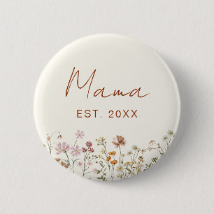 Macaron Rond 5 Cm Mama Maman Etabli Baby shower Fleur sauvage