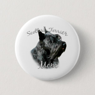 Macaron Rond 5 Cm Maman 2 de Terrier d'écossais (noir)