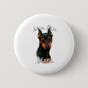 Macaron Rond 5 Cm Maman 2 du Pinscher miniature (noir)