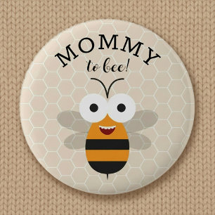 Macaron Rond 5 Cm Maman à Bée, Cadeau de Naissance Abeille à Miel Bo