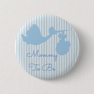 Macaron Rond 5 Cm Maman à être Baby shower Bouton Bleu cigogne