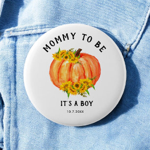 Macaron Rond 5 Cm Maman à être Baby shower Orange Citrouille bouton