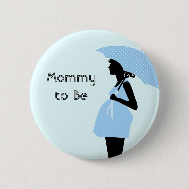 Macaron Rond 5 Cm "Maman à être" bouton de baby shower [bleu] (Devant)