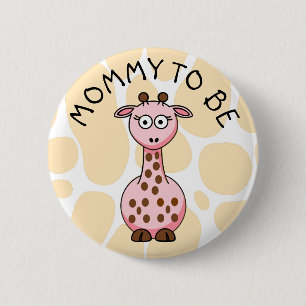 Macaron Rond 5 Cm Maman à être Giraffe Baby shower bouton