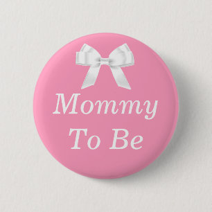 Macaron Rond 5 Cm Maman à être rose et blanc Baby shower