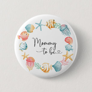 Macaron Rond 5 Cm Maman à être-Sous l'océan Mer Aquarelle bébé sh