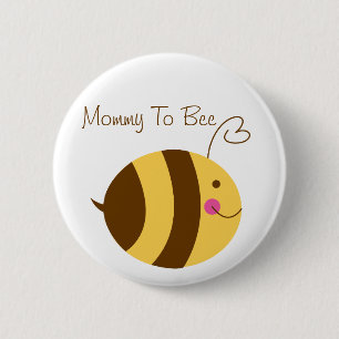 Macaron Rond 5 Cm Maman au bouton de baby shower d'abeille
