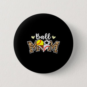 Macaron Rond 5 Cm Maman Balle Léopard Football Football Baseball Sof