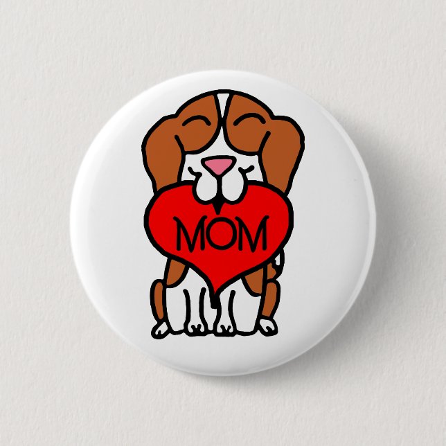 Macaron Rond 5 Cm Maman Beagle de dessin (Devant)