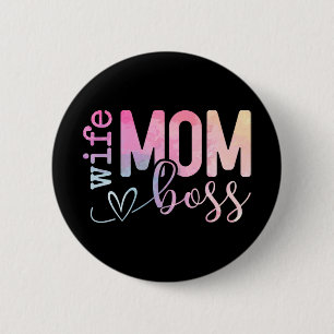 Macaron Rond 5 Cm Maman Boss Funny Mothers Day