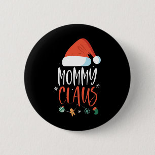 Macaron Rond 5 Cm Maman Claus Amusant Famille Couples de Noël Père N