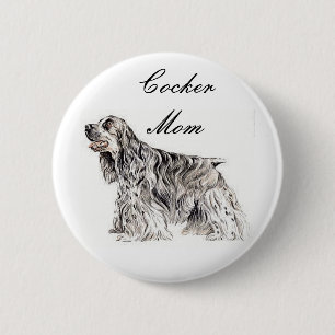 Macaron Rond 5 Cm Maman Cocker, Bouton Cocker Spaniel Américain