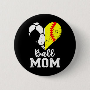 Macaron Rond 5 Cm Maman cœur drôle softll Soccer Mom