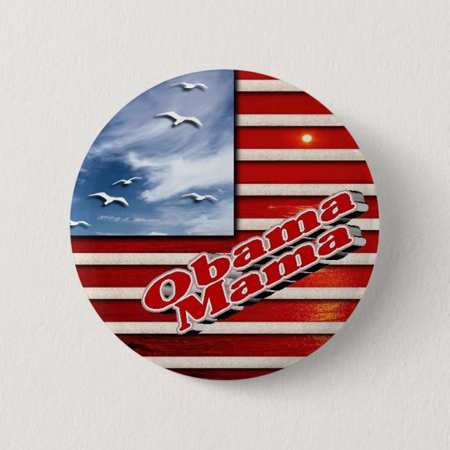 Macaron Rond 5 Cm Maman Cute Button d'Obama (Devant)