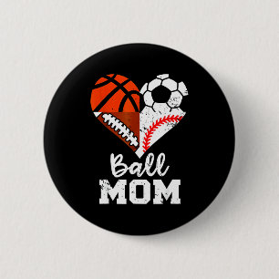 Macaron Rond 5 Cm Maman de ballon cœur drôle football basket-ball ba