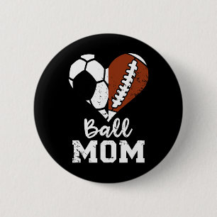 Macaron Rond 5 Cm Maman de ballon cœur drôle football maman de footb