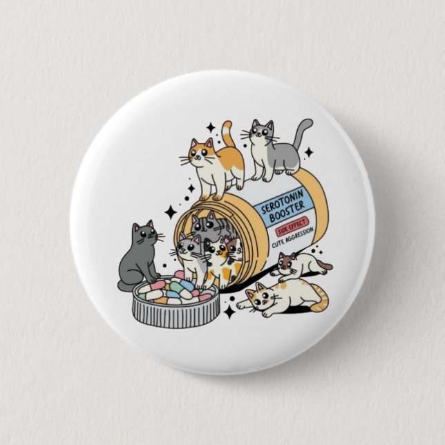 Macaron Rond 5 Cm Maman de chat (Devant)