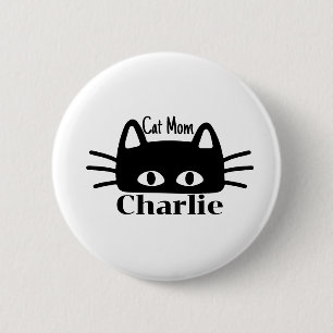 Macaron Rond 5 Cm Maman de chat nom personnalisé de chat
