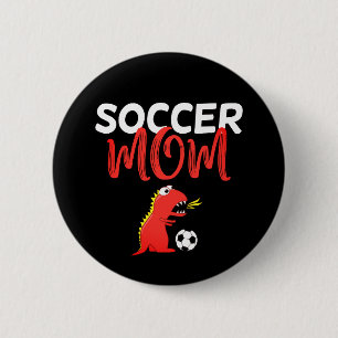 Macaron Rond 5 Cm Maman de football mignon T-Rex dinosaure