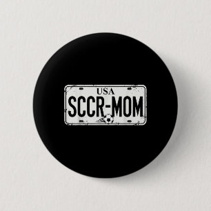 Macaron Rond 5 Cm Maman de footballeur mignonne et drôle, fière supp