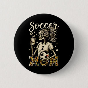 Macaron Rond 5 Cm Maman de footballeur squelette café léopard style 