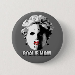 Macaron Rond 5 Cm Maman de gardien de but d'hockey