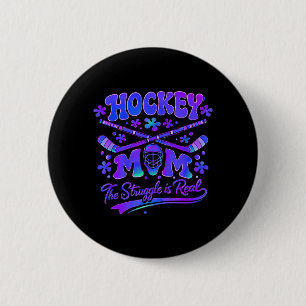 Macaron Rond 5 Cm Maman de hockey La lutte est réelle Masque de gard