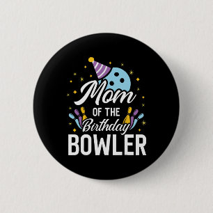 Macaron Rond 5 Cm Maman De L'Anniversaire Bowler Bowling Party