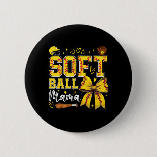Macaron Rond 5 Cm Maman de softball Coquette Arc Maman de softball F
