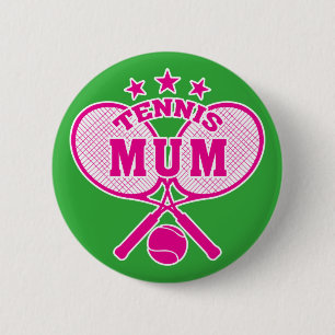 Macaron Rond 5 Cm Maman De Tennis, Raquettes De Tennis Traversées