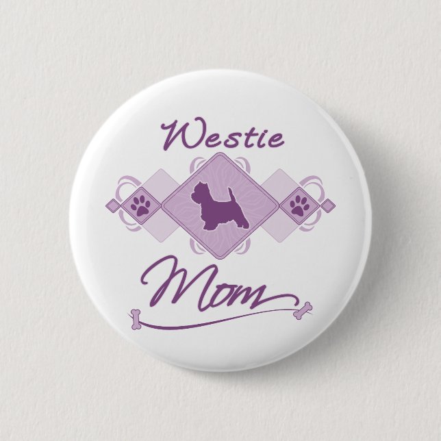 Macaron Rond 5 Cm Maman de Westie (Devant)