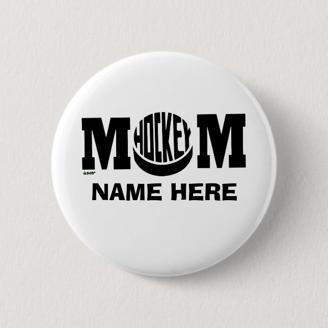 MACARON ROND 5 CM MAMAN D'HOCKEY (COUTUME) (Devant)