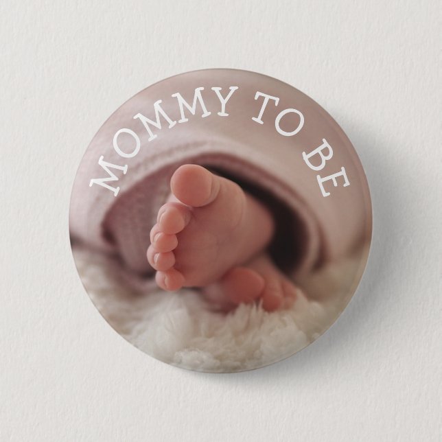 Macaron Rond 5 Cm Maman doit être Baby shower bouton (Devant)