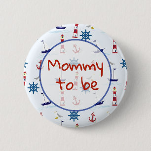 Macaron Rond 5 Cm Maman doit être Baby shower nautique Bouton