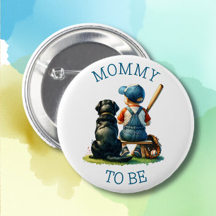 Macaron Rond 5 Cm Maman doit être   Le Baby shower de baseball et de