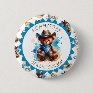 Macaron Rond 5 Cm Maman doit être Le Baby shower du garçon Cowboy