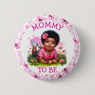 Macaron Rond 5 Cm Maman doit être Le Baby shower floral de la fill