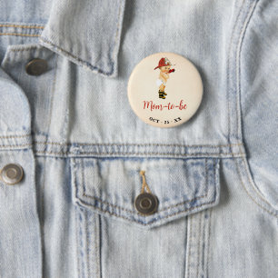 Macaron Rond 5 Cm Maman doit être petit pompier Baby shower bouton