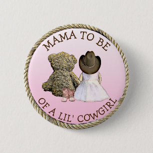 Macaron Rond 5 Cm Maman doit être un Baby shower de Lil' Cowgirl