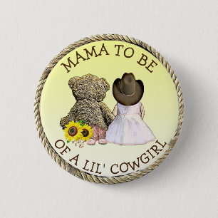 Macaron Rond 5 Cm Maman doit être un Baby shower de Lil' Cowgirl
