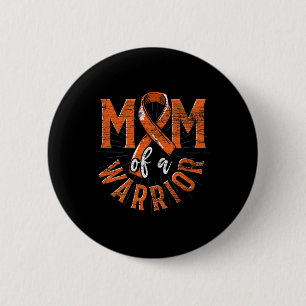 Macaron Rond 5 Cm Maman D'Un Guerrier Orange Ruban Cancer Leukemia A