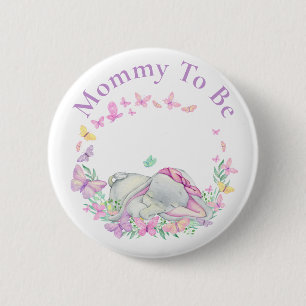 Macaron Rond 5 Cm Maman éléphante pour être Button papillon