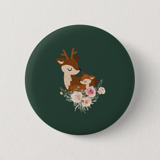 Macaron Rond 5 Cm Maman et fawn bouton (Devant)