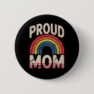 Macaron Rond 5 Cm Maman fière arc-en-ciel LGBTQ Fierté gay alliée