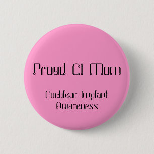 Macaron Rond 5 Cm Maman fière de ci, conscience cochléaire d'impla
