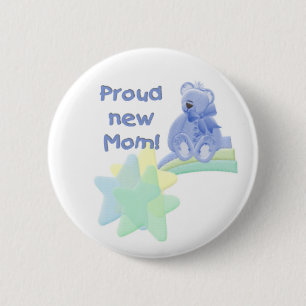 Macaron Rond 5 Cm Maman fière d'ours bleu nouvelle