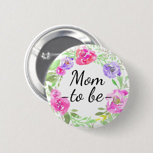 Macaron Rond 5 Cm Maman florale de rose de pivoine d'aquarelle à