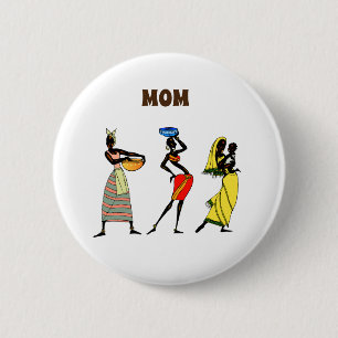 Macaron Rond 5 Cm Maman, impression africaine