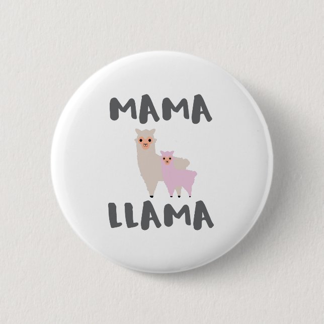 Macaron Rond 5 Cm Maman Llama Mom (Devant)