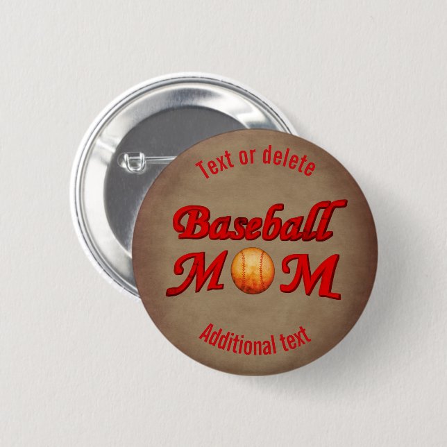 Macaron Rond 5 Cm Maman mignonne de baseball personnalisée (Devant & derrière)
